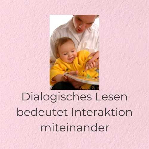 Dialogisches Lesen bedeutet miteinander zu interagieren: zeigen und betrachten
Gesehenes und Gehörtes benennen und beschreiben
Unbekannte Begriffe kindgerecht erklären
offene (Wer, Was, Wo, Wie) und ergänzende Fragen stellen
Auf kindliche Aussagen Aussagen, Laute, Gestik, Mimik reagieren, indem du (korrektiv*) wiederholst und ergänzt
Abwarten und Pausen machen, um dem Kind Raum für eigene Äußerungen zu geben
Geschichten in eigenen Worten zu erzählen. 