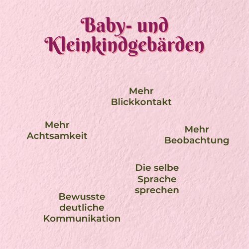 Mit Baby- und Kleinkindgebärden bist du achtsamer, baust mehr Blickkontakt auf, beobachtest intensiver, kommunizierst du bewusst und deutlich, sprechen dein Kind und du die selbe Sprache