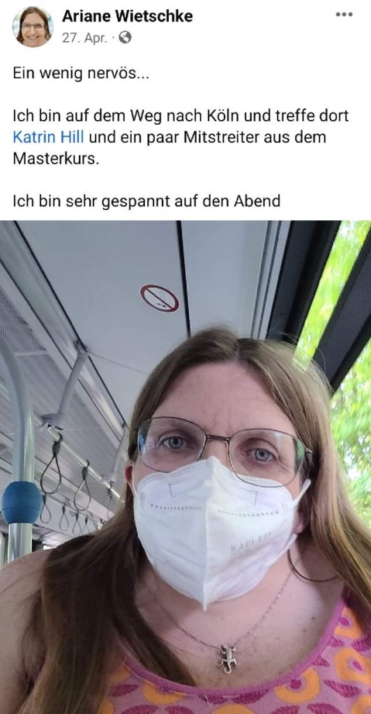 Ich auf dem Weg nach Köln zum Treffen mit Katrin Hill und den Masterkurs-Teilnehmern